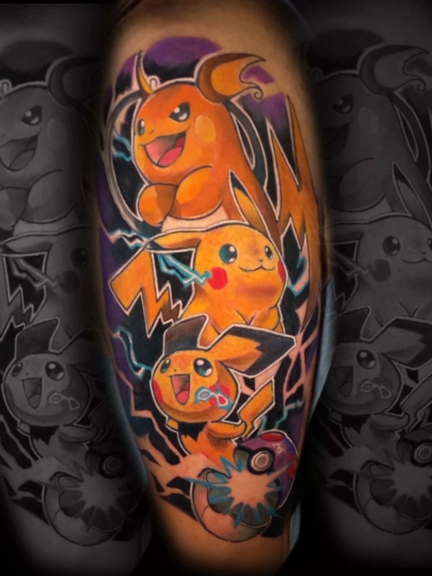 Picachu anime anime tattoo Pokémon tattoo